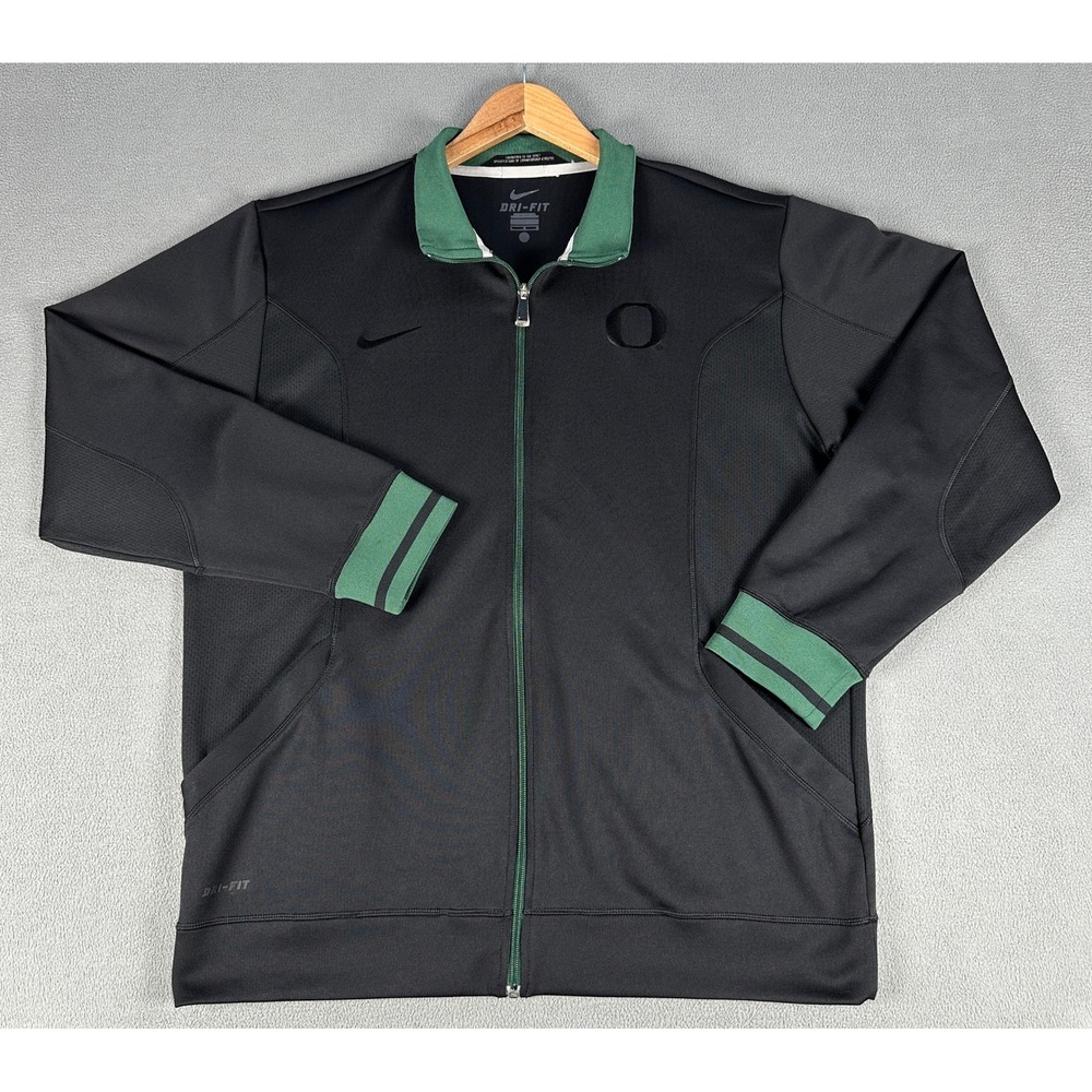 Oregon Ducks Nike Jacket Mens Large Black Green Dri Fit On Field Y2K College